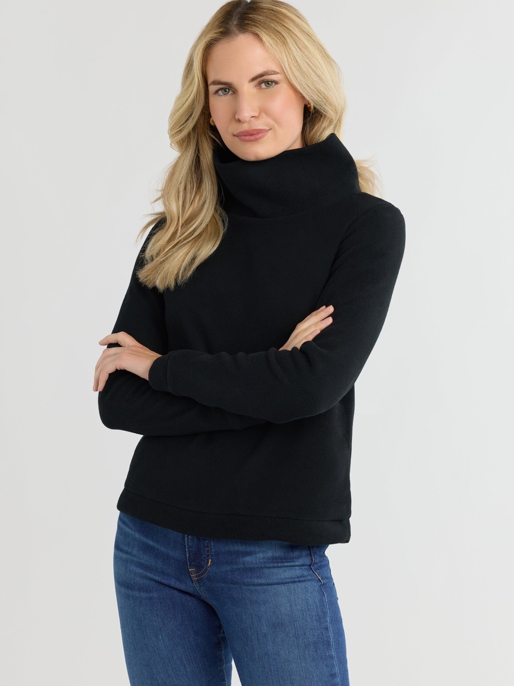 Dudley Stephens Black Funnel Cowl Turtleneck Sweater